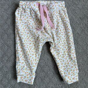 Baby Boden Floral Joggers White with Pink Drawstring